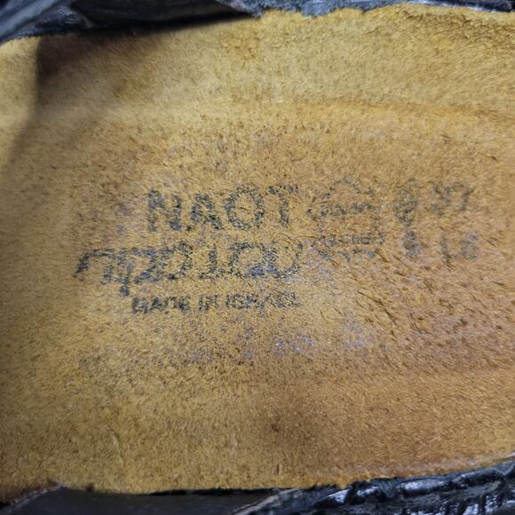 NAOT Brasilia Black Gloss Leather Silver Studs Sandals 37 (US 6.5) Adjust Strap - Picture 6 of 9